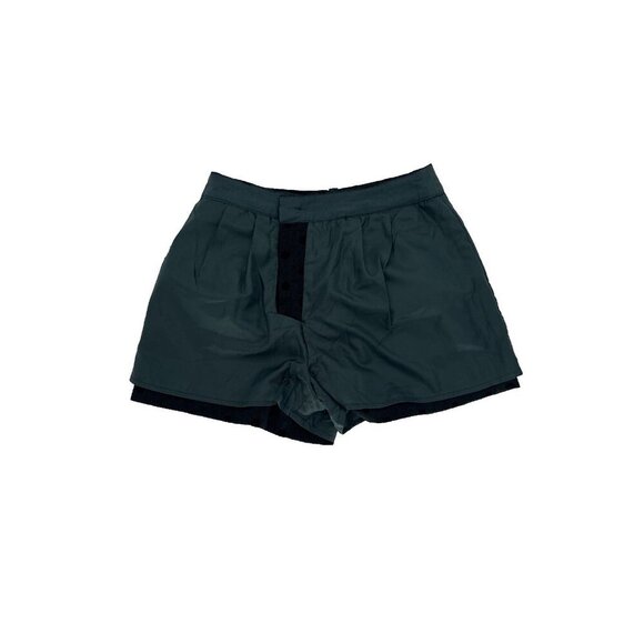 Dark green black Polka Dots, woman dress Shorts Lined Velvet Button size small - Picture 4 of 7